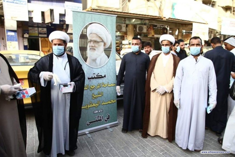 مكتب المرجع اليعقوبي في المثنى ينظم حملة  للالتزام بالإرشادات الصحية ويثمن جهود الكوادر الطبية والتمريضية