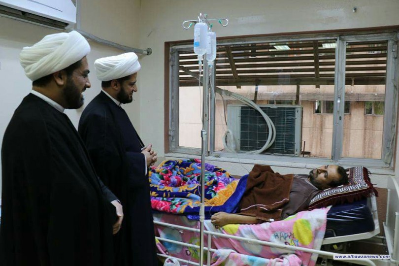  مكتب المرجع الديني الشيخ محمد اليعقوبي بغداد الرصافة في زيارته لجرحى الحشد الشعبي من قوات وعد الله 