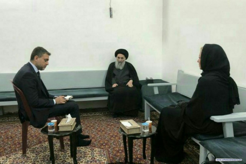 المرجع السيد السيستاني يستقبل السيدة جينين بلاسخارت الممثلة الخاصة للامين العام للامم المتحدة
