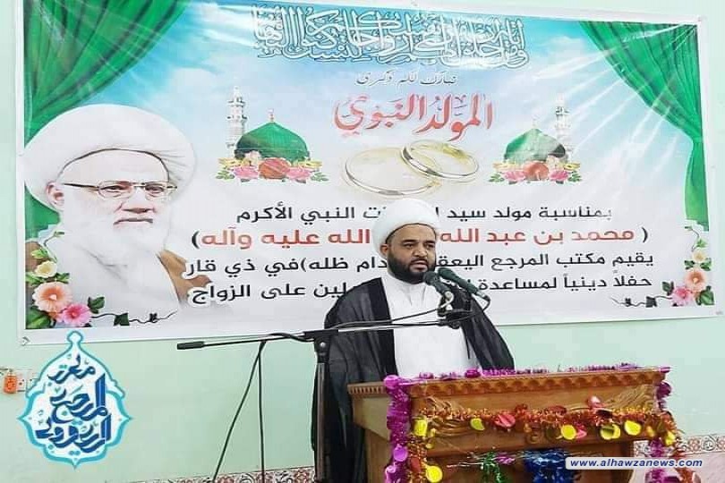 مكتب المرجع اليعقوبي في ذي قار يقيم حفلاً دينياً ويساهم في تزويج عدد من شباب المحافظة.